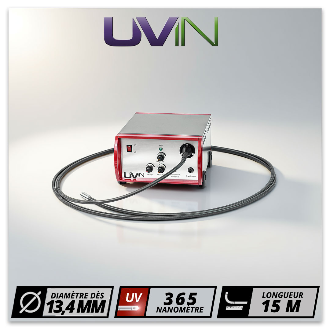 Vidéoscope UVin 13,4 mm 15 m lumière UV 365 nm pour inspection par fluorescence