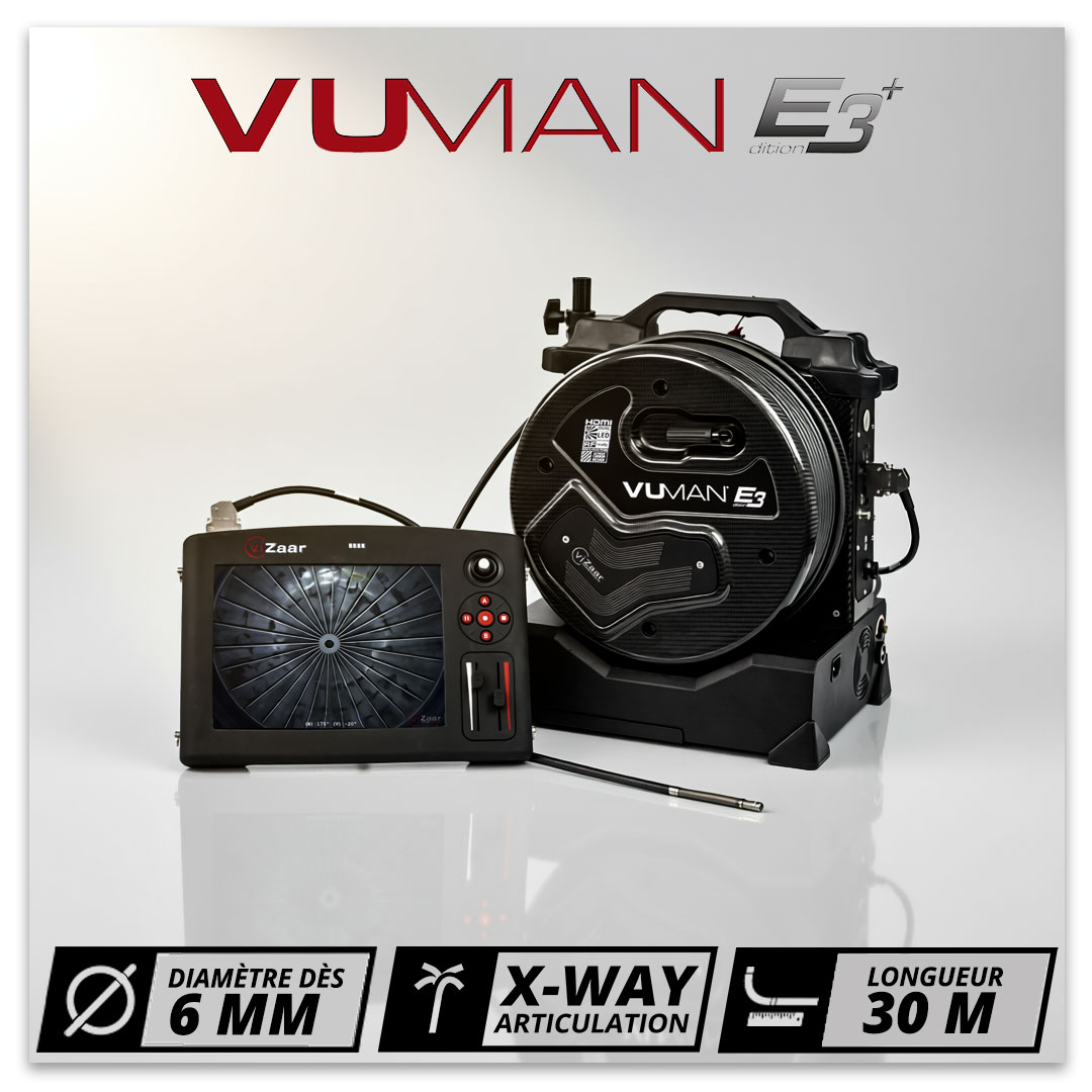 Vidéoscope VUMAN E3 6 mm 30 m avec articulation 4 axes pour inspections longue distance